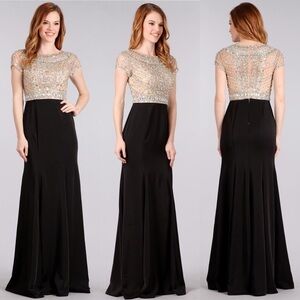 MY Fashion 1615 Black Dress Iridescent Beaded Top